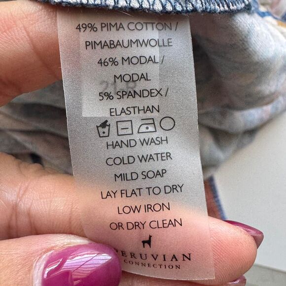 Peruvian Connection Women's Pima Cotton Floral Blouse Size XXL Boho Cottage - Picture 5 of 5